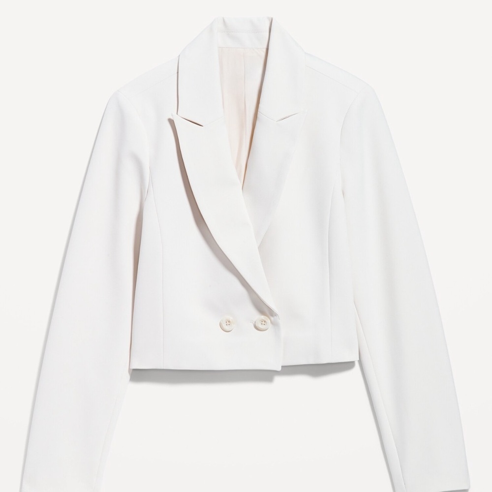 Old Navy White Cropped Blazer Jacket